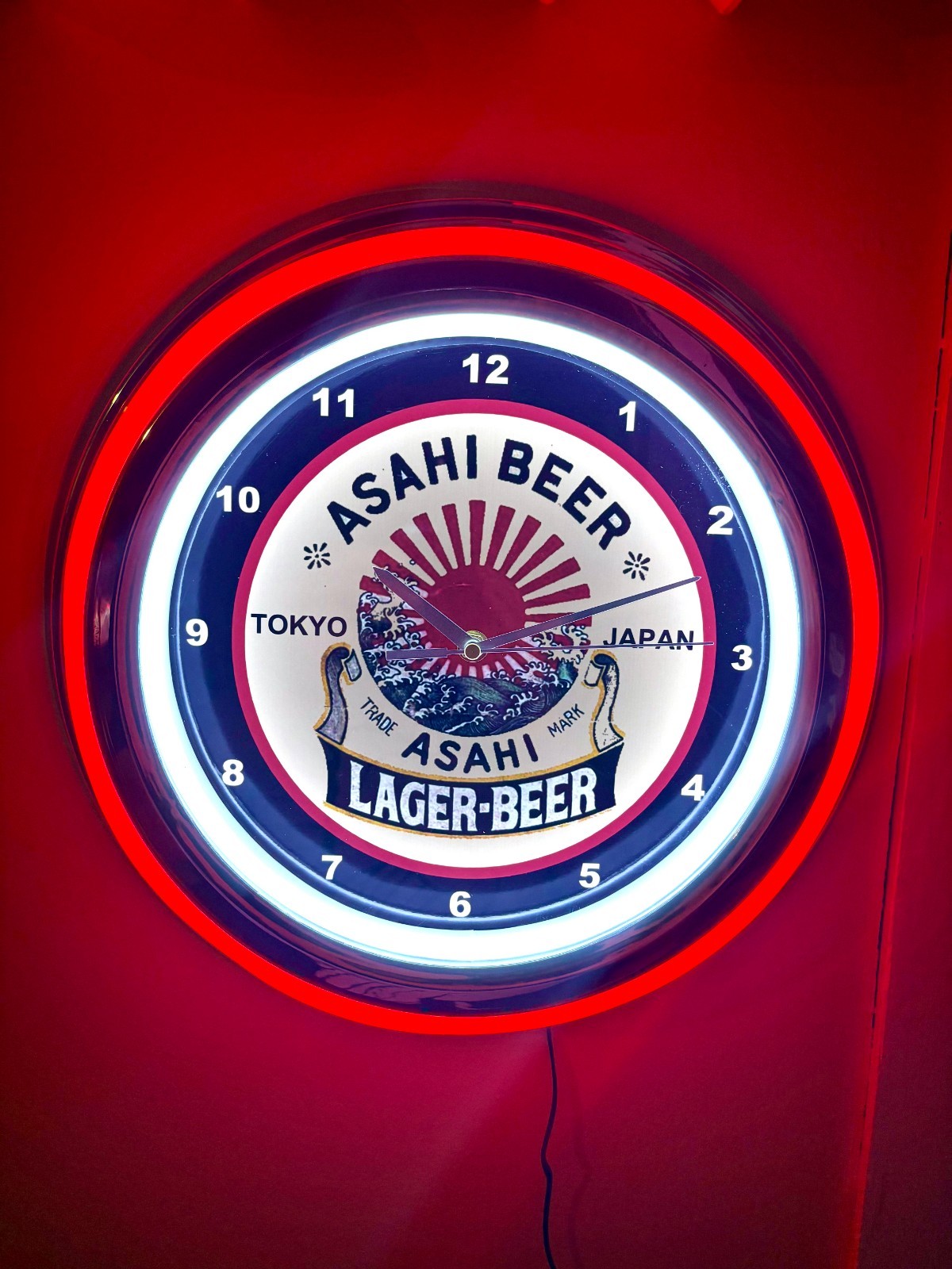Asahi Lager Beer Tokyo Japan Restaurant Bar RED Neon Style Retro LED Clock Sign Asahi Lager Beer Tokyo Japan Restaurant Bar RED Neon Style Retro LED Clock Sign