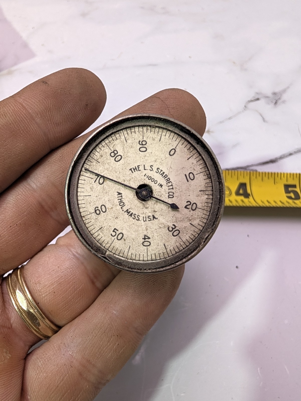Vintage LS Starrett 1/1000 Dial Indicator Athol Massachusetts USA MISSING GLASS 