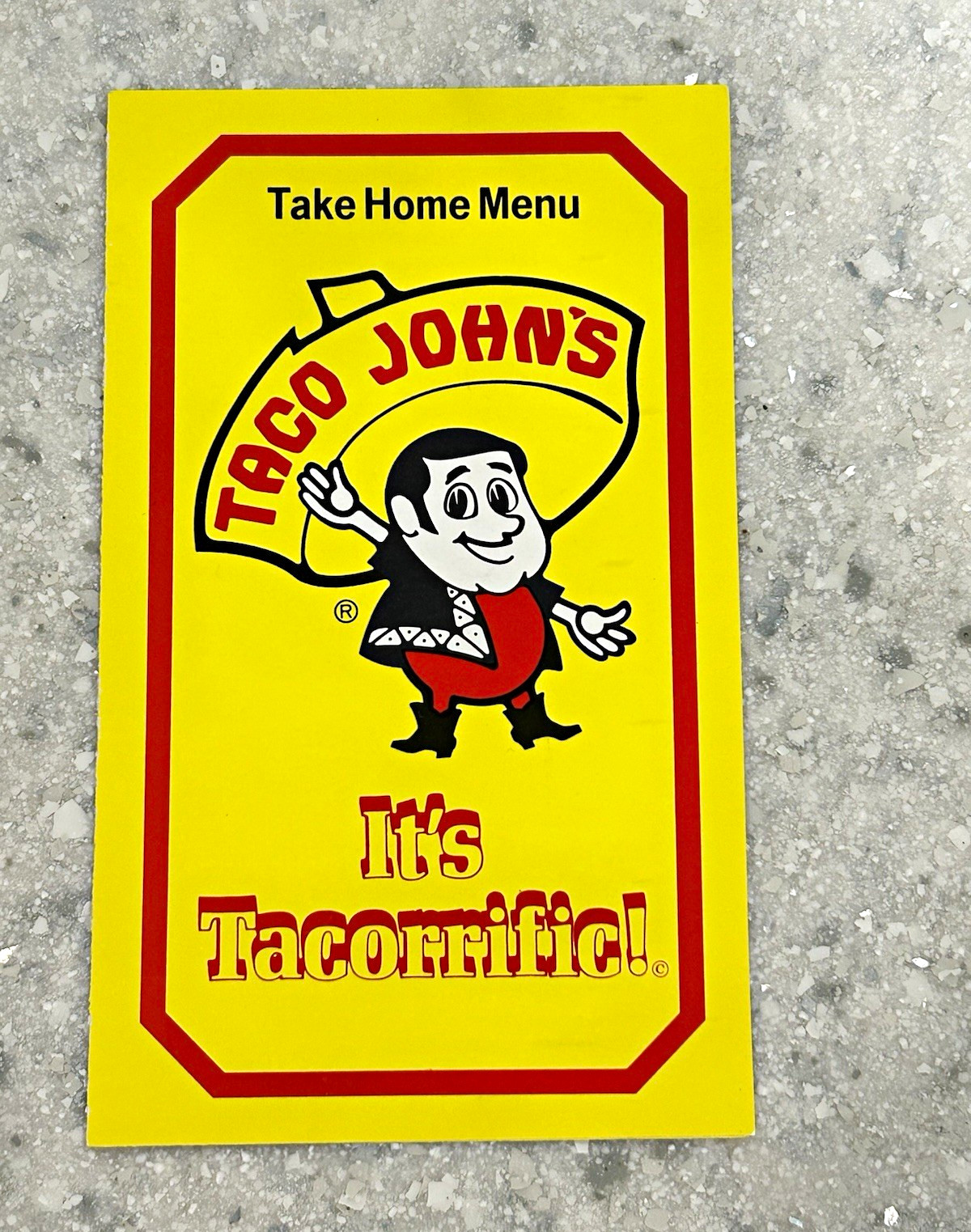 Vintage 1970s Taco John’s Take Home Menu Pre Potato Olés Taco Bravo Advertising Vintage 1970s Taco John’s Take Home Menu Pre Potato Olés Taco Bravo Advertising