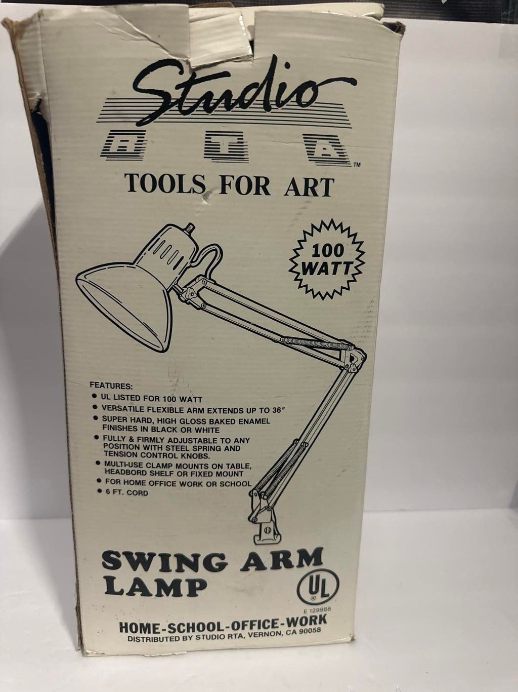 Vintage Studio RTA Swing Arm Lamp LS843 Black 100W Clamp New Old Stock Open Box 