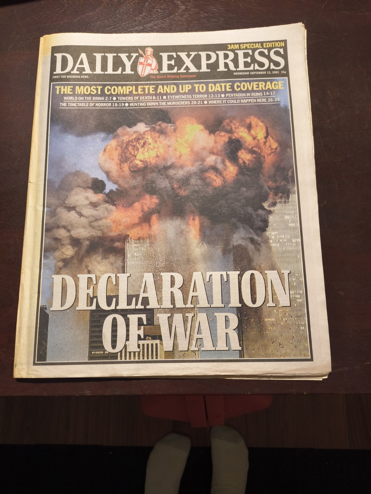 Daily Express Newspaper 9 11 911 Declaration Of War Issue British 88 Pages 