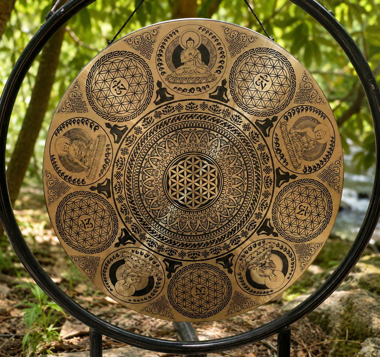 50 CM Geometry Flower of Life Gong -Himalayan Handmade Sound Healing, Meditation