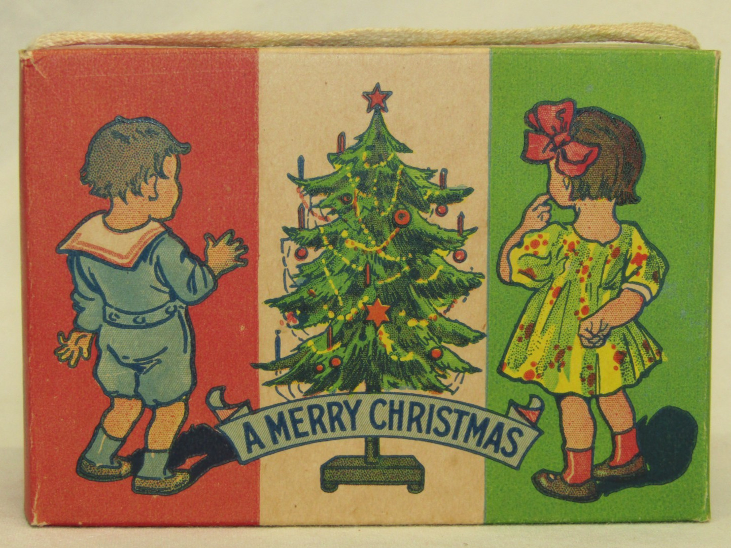 USA Antique Child Candy Container Box Vintage Merry Christmas Ornament 1930\'s