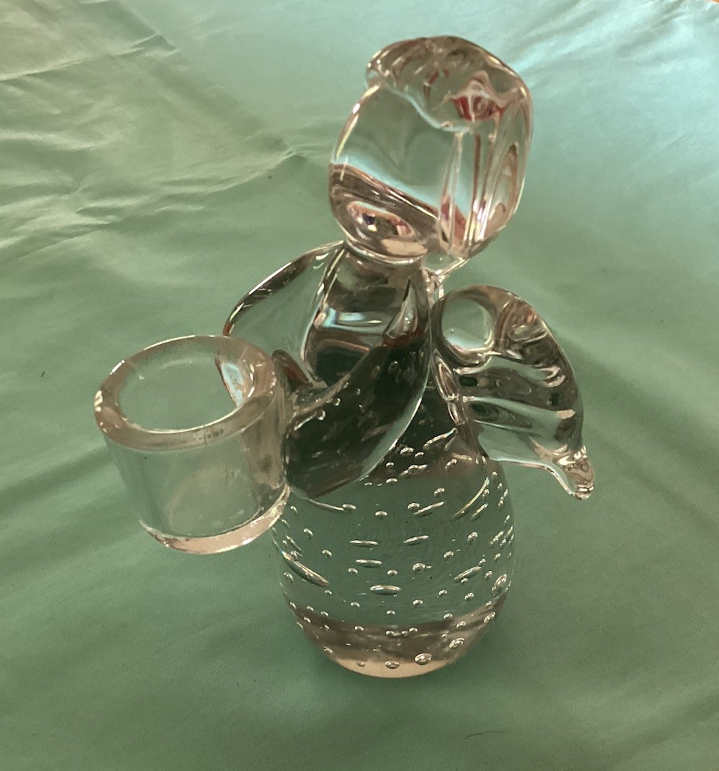 Clear Crystal Controlled Bubble Angel Candleholder 5 1/4”