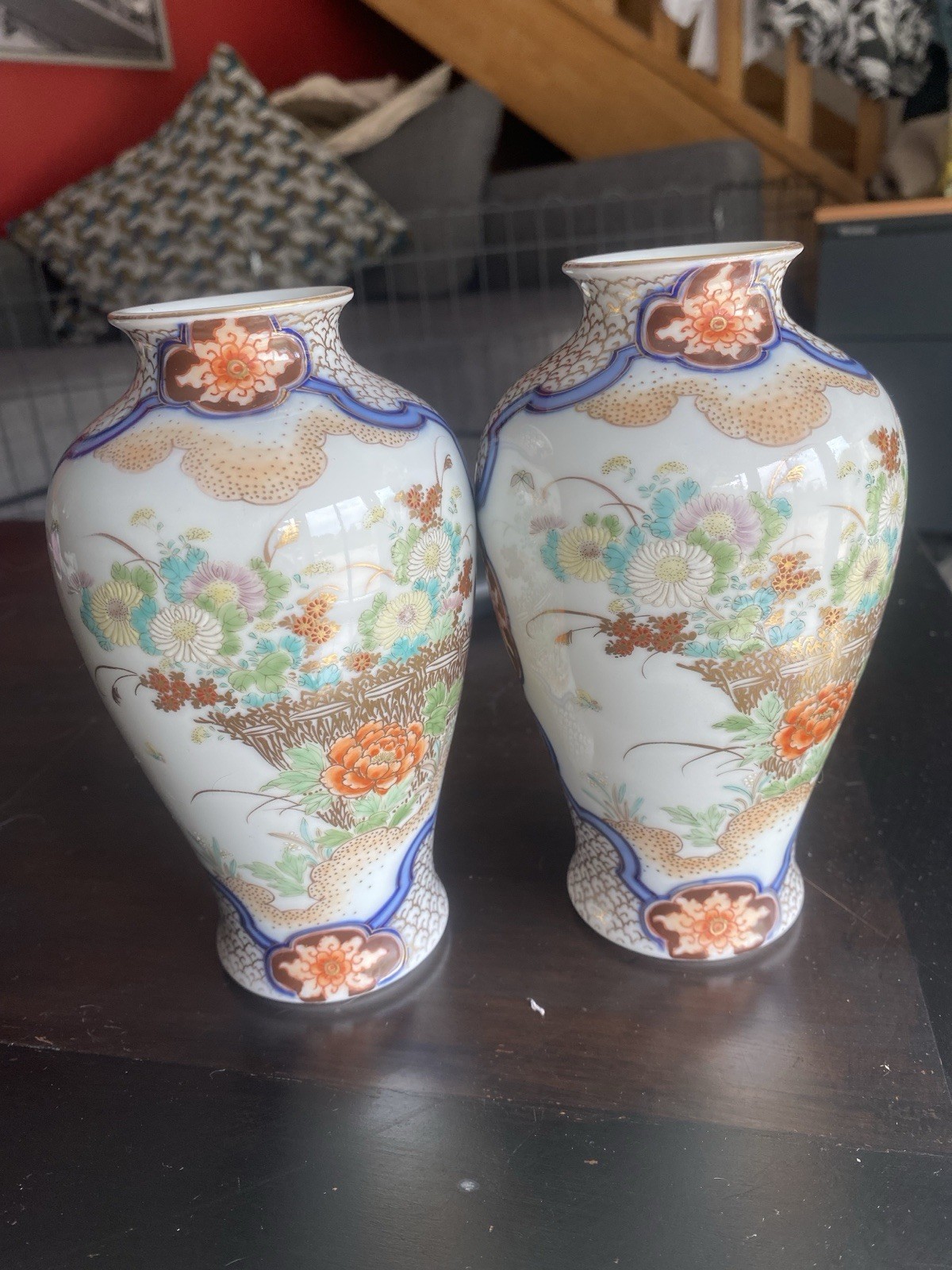 Small Vases Fukagawa ? Japanese Imari / Arita Vases – Detailed Peony