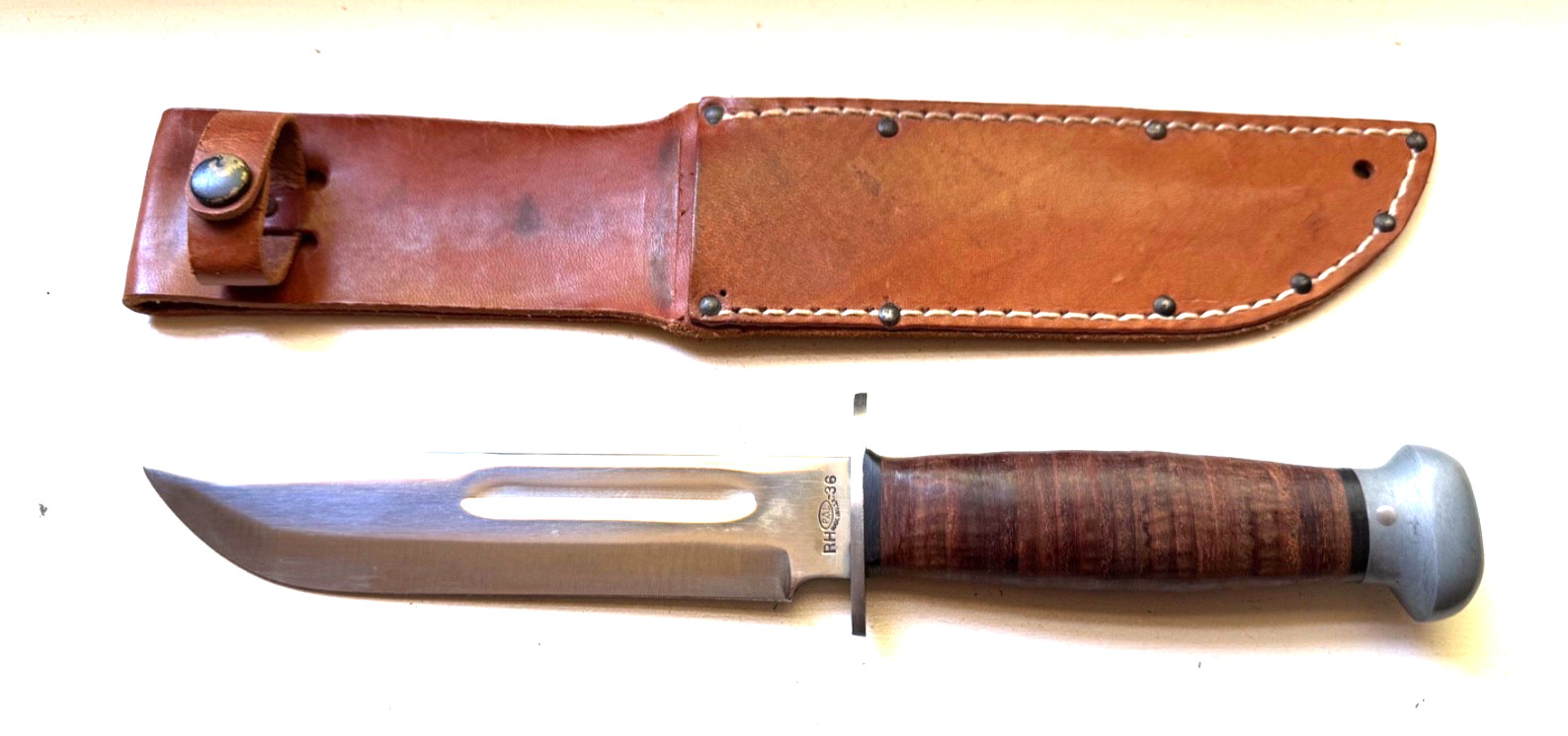 WWII US RH PAL36 Fighting Knife & Leather Sheath - Exquisite Condition WWII US RH PAL36 Fighting Knife & Leather Sheath - Exquisite Condition