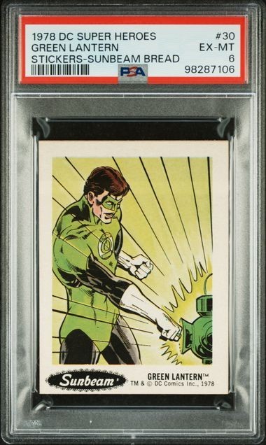 1978 SUNBEAM BREAD DC SUPER HEROES STICKERS GREEN LANTERN #30 PSA 6 1978 SUNBEAM BREAD DC SUPER HEROES STICKERS GREEN LANTERN #30 PSA 6