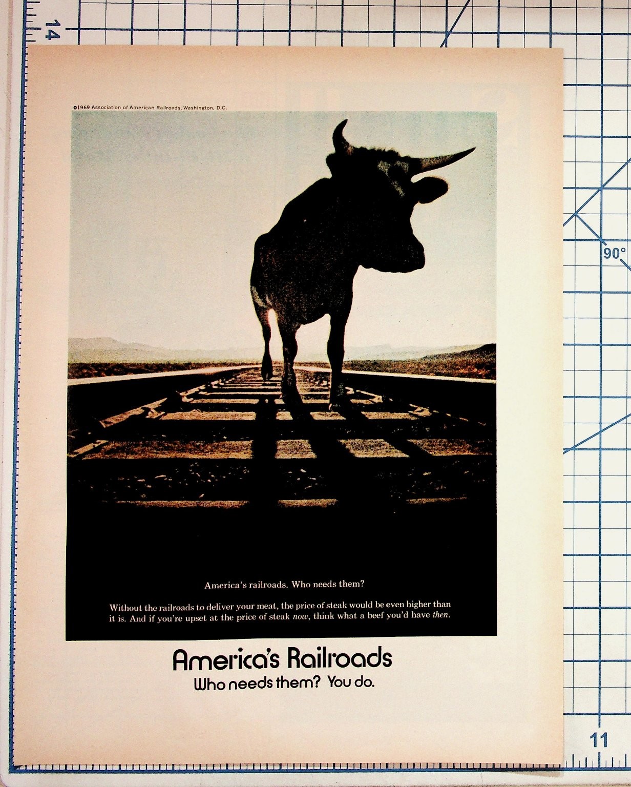 1969 America\'s Railroads Ad Cattle on Tracks Washington D.C. Ephemera 1969 America\'s Railroads Ad Cattle on Tracks Washington D.C. Ephemera