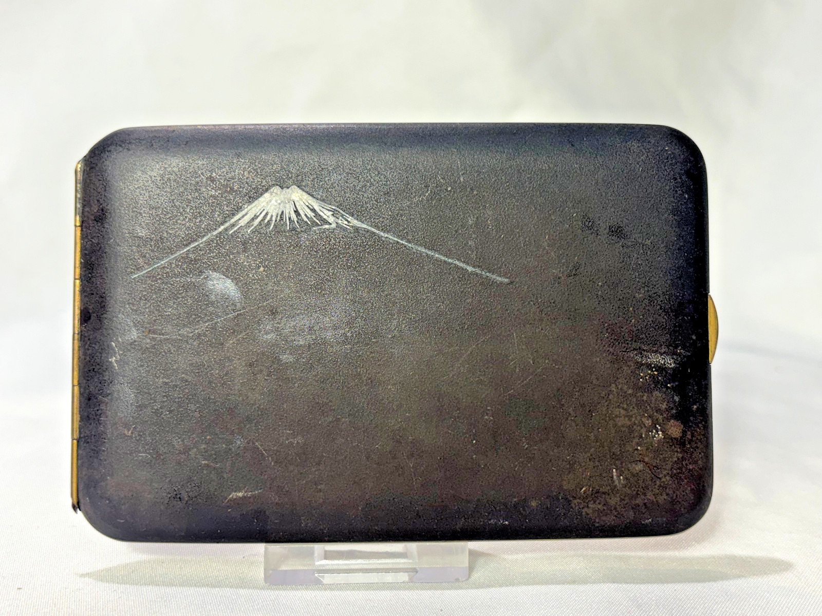 Antique Nogawa Noboru Cigarette Case Gold Plate Details Mount Fuji Meiji Era