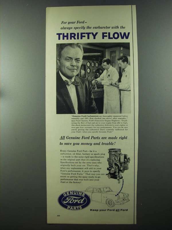 1956 Genuine Ford Parts Ad - Thrifty Flow 1956 Genuine Ford Parts Ad - Thrifty Flow