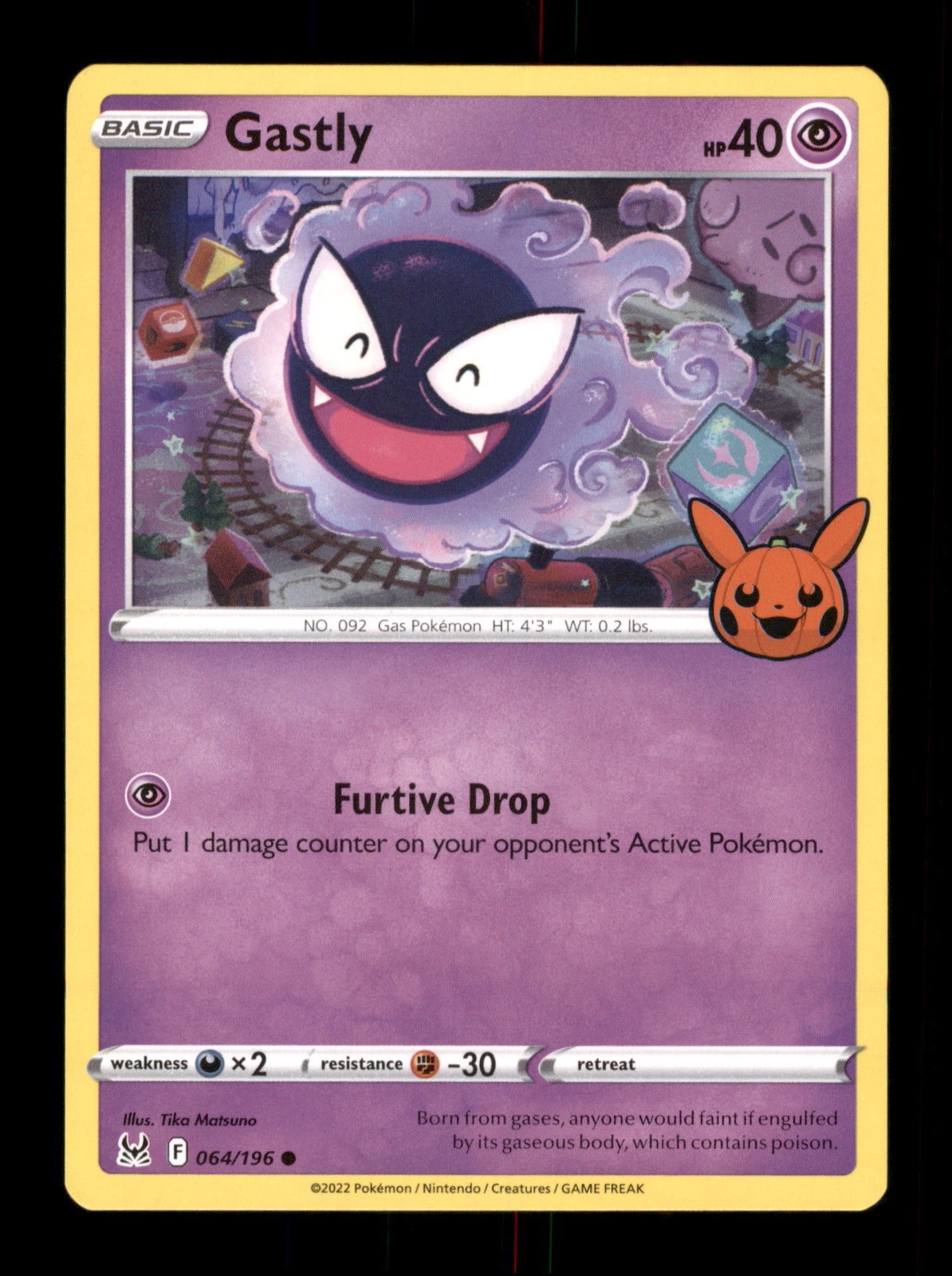 Gastly 064/196 Regular BOOster Trick Or Trade 2023 Pokemon Trading Card TCG Gastly 064/196 Regular BOOster Trick Or Trade 2023 Pokemon Trading Card TCG