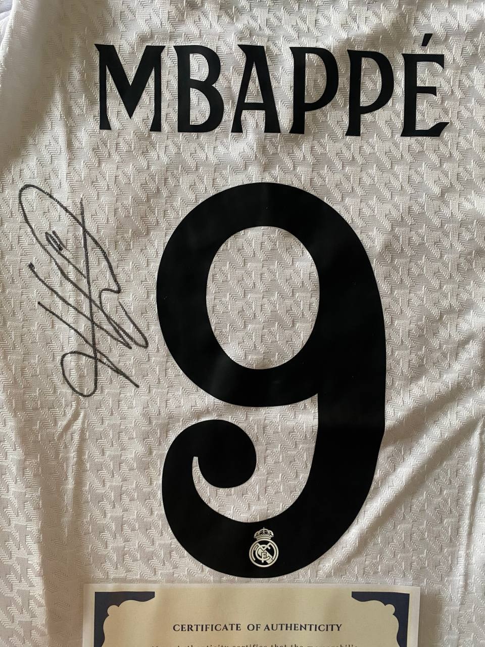 Real Madrid - Kilian Mbappe Autographed “Home” Jersey with Photo Proof and Coa Real Madrid - Kilian Mbappe Autographed “Home” Jersey with Photo Proof and Coa