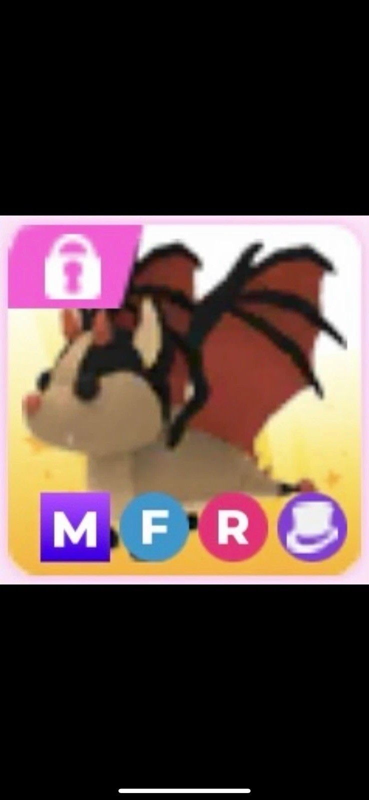 Adopt Me Bat Dragon Mega Fly Ride (MFR) Game Item/Asset Virtual Pet Item
