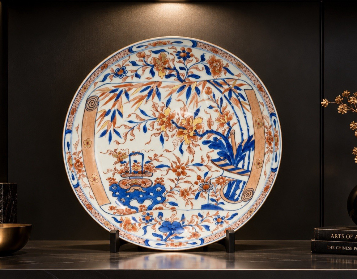 Large 12’ Antique Chinese Imari Porcelain Charger c.1700-1730 Qing, Kangxi 30cm