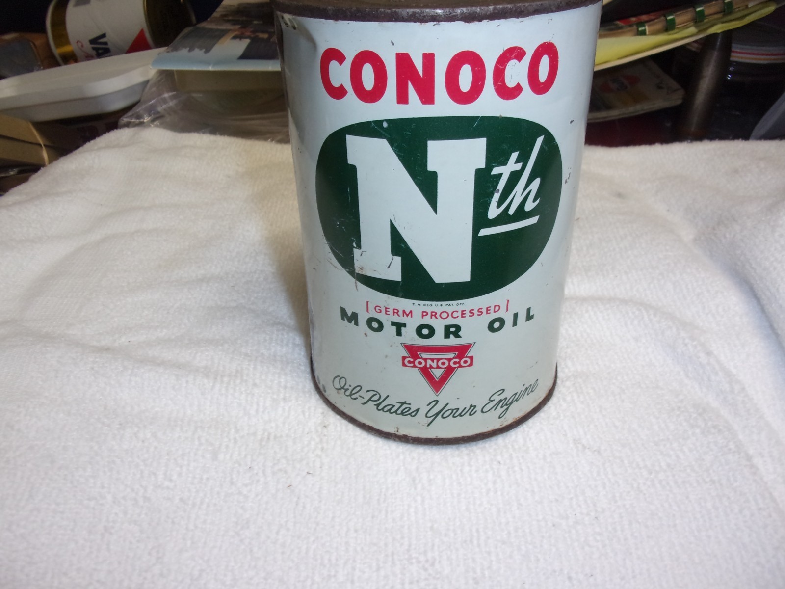 vintage Conoco oil can1qt soldered seam Nth