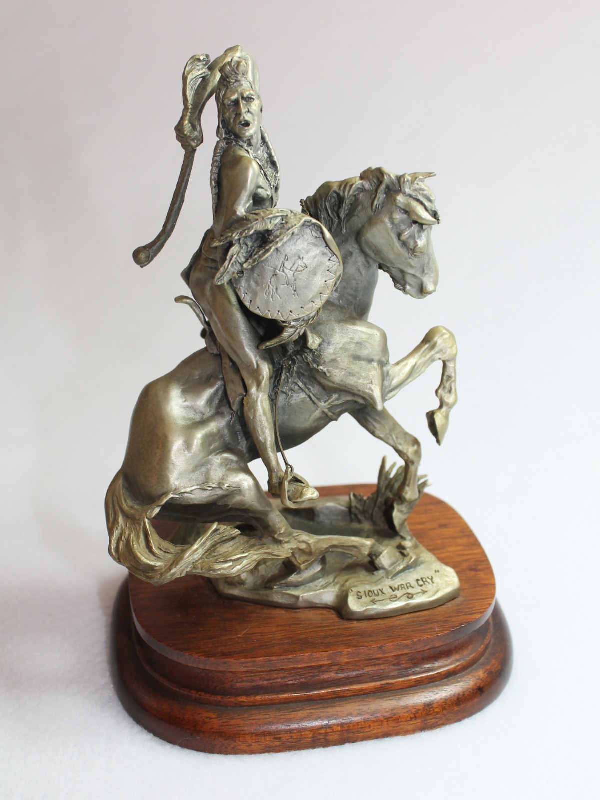 “Sioux War Cry” Chilmark Pewter Sculpture by Michael Boyett Native American