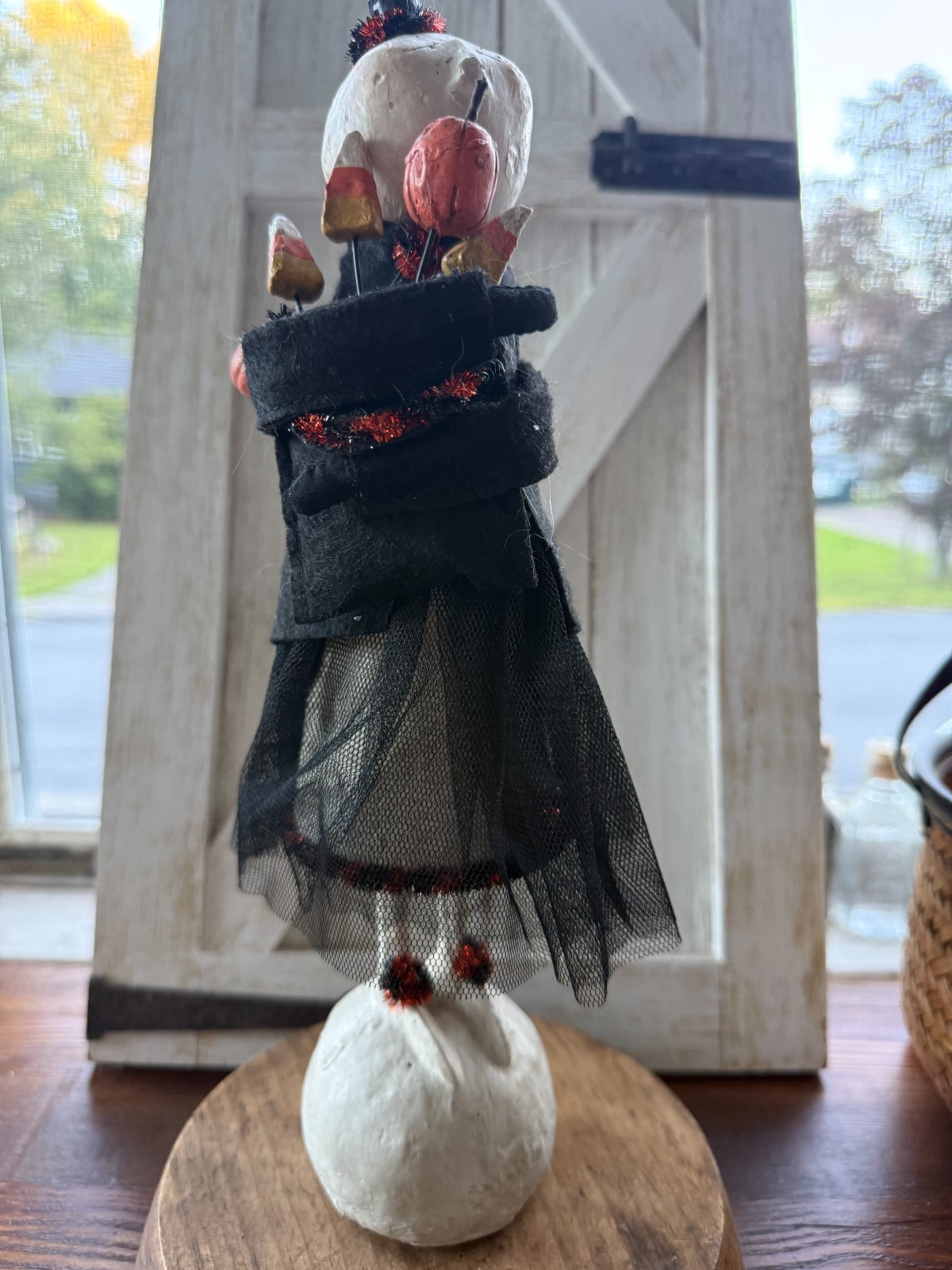 ESC Trading Company Folk Art Halloween Candy Corn Witch Figurine