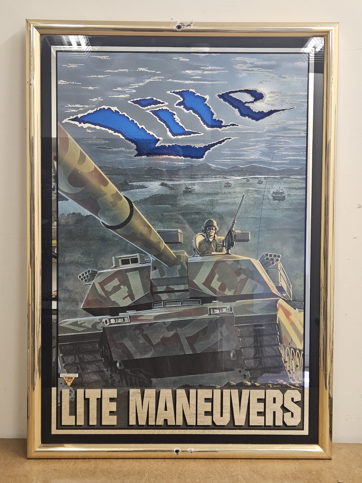 RARE 1994 Miller Lite “Lite Maneuvers” Military Army Tank Beer Mirror Sign-Cool