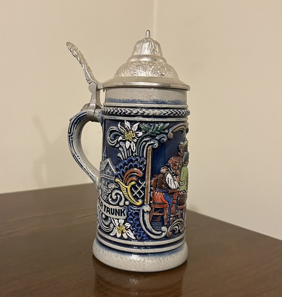 VTG Keramik Aus Dem Kannenbackerland 7” Lidded German Beer Stein West Germany VTG Keramik Aus Dem Kannenbackerland 7” Lidded German Beer Stein West Germany