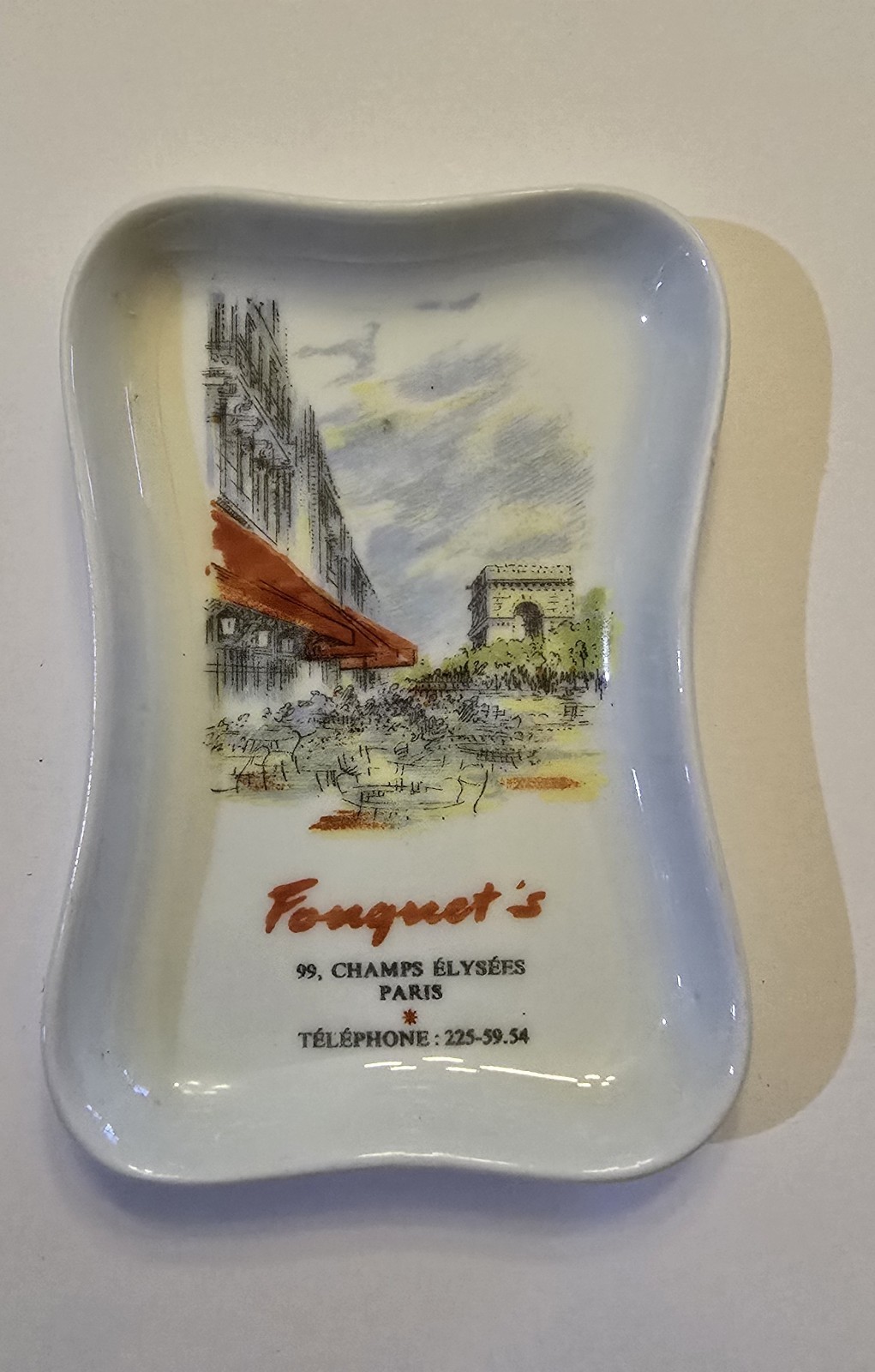 Vintage GDA Limoges France Porcelain Fouquet's Paris Trinket Dish 1950s