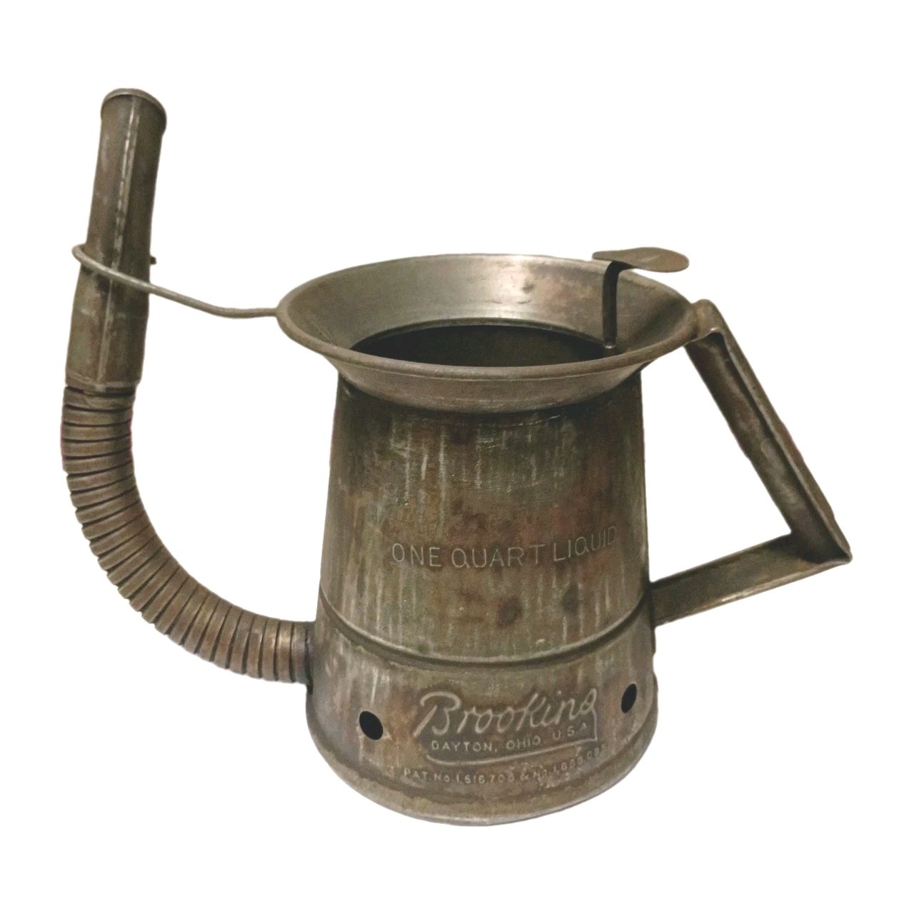 Antique Brookins MFG Company Dayton Ohio 1 Quarts Liquid Oil Can Vintage gas oil