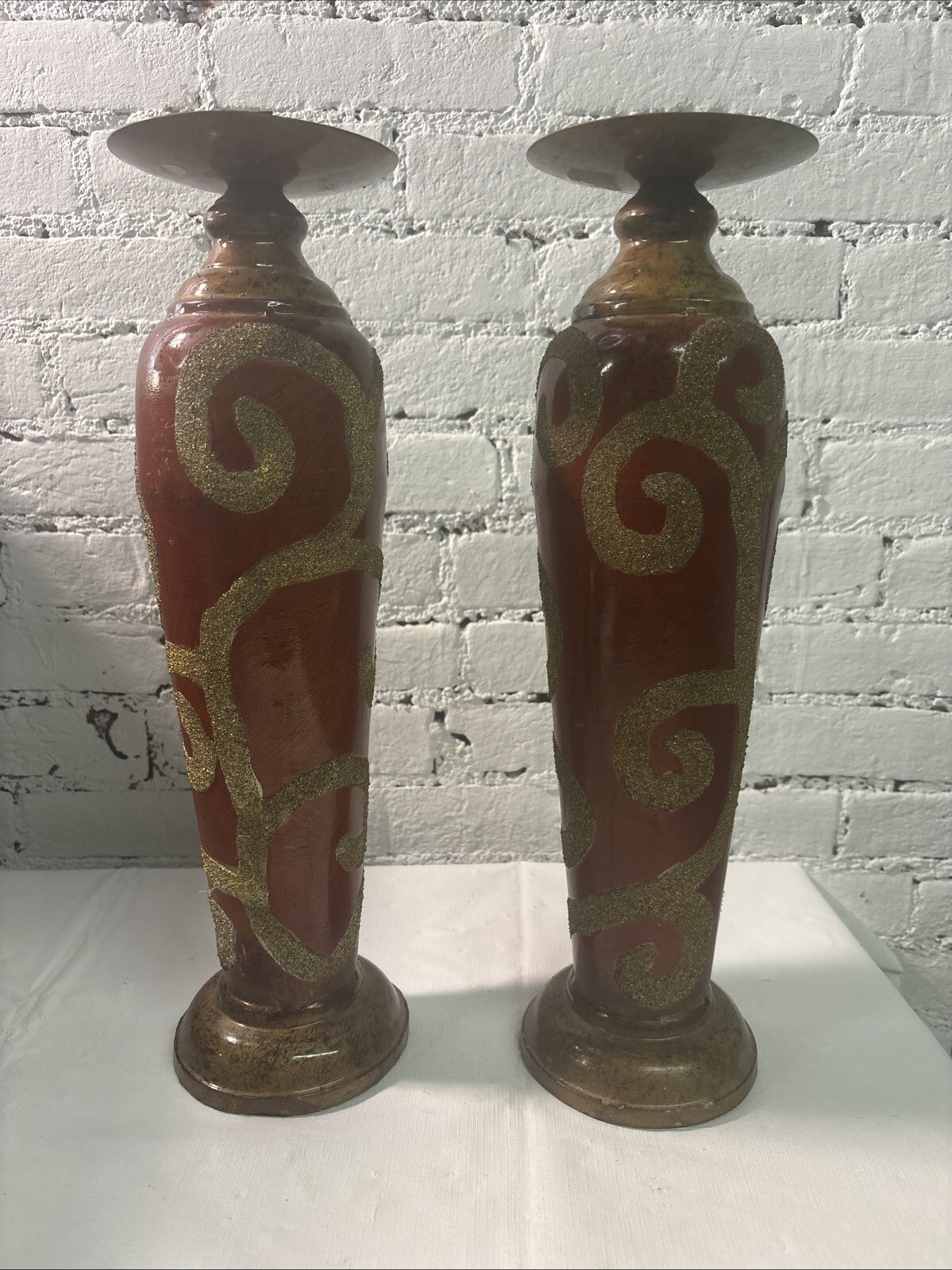 Vintage Metal Oriental Accent Candle Holders Home Decor Vintage Metal Oriental Accent Candle Holders Home Decor