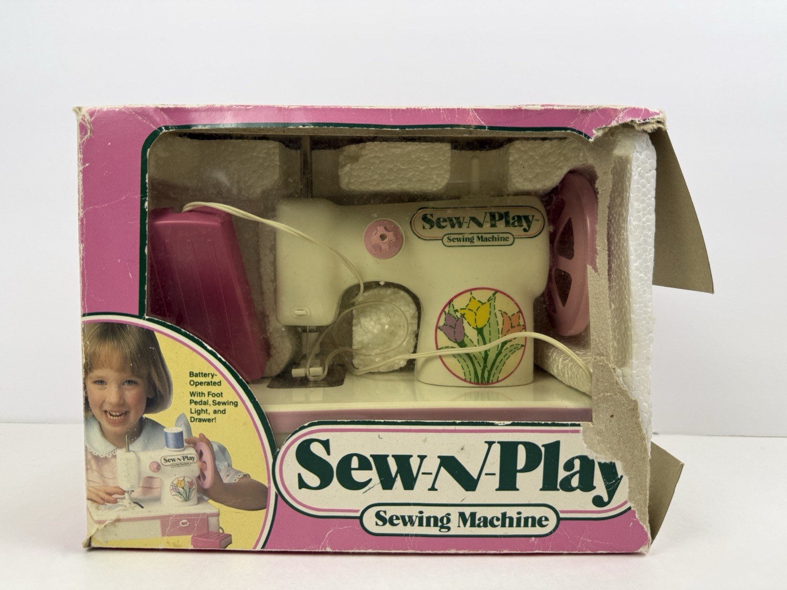 Vintage Sew-N-Play Toy Sewing Machine Model 456 - 1990s Battery Operated