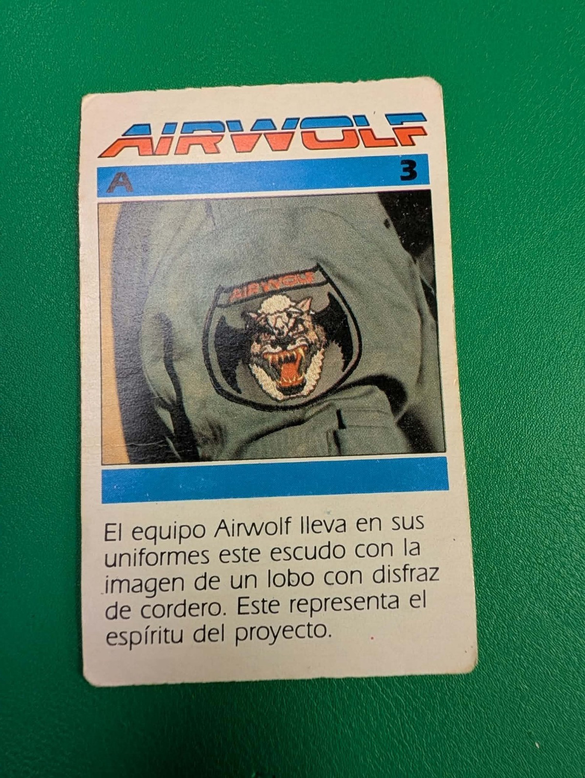 1984 airwolf argentina chromy card #a3 Very tough 