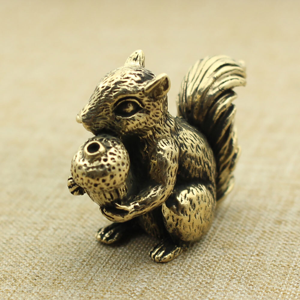 Brass Squirrel Figurine Statue Animal Figurines Toys House Office Decoration USA