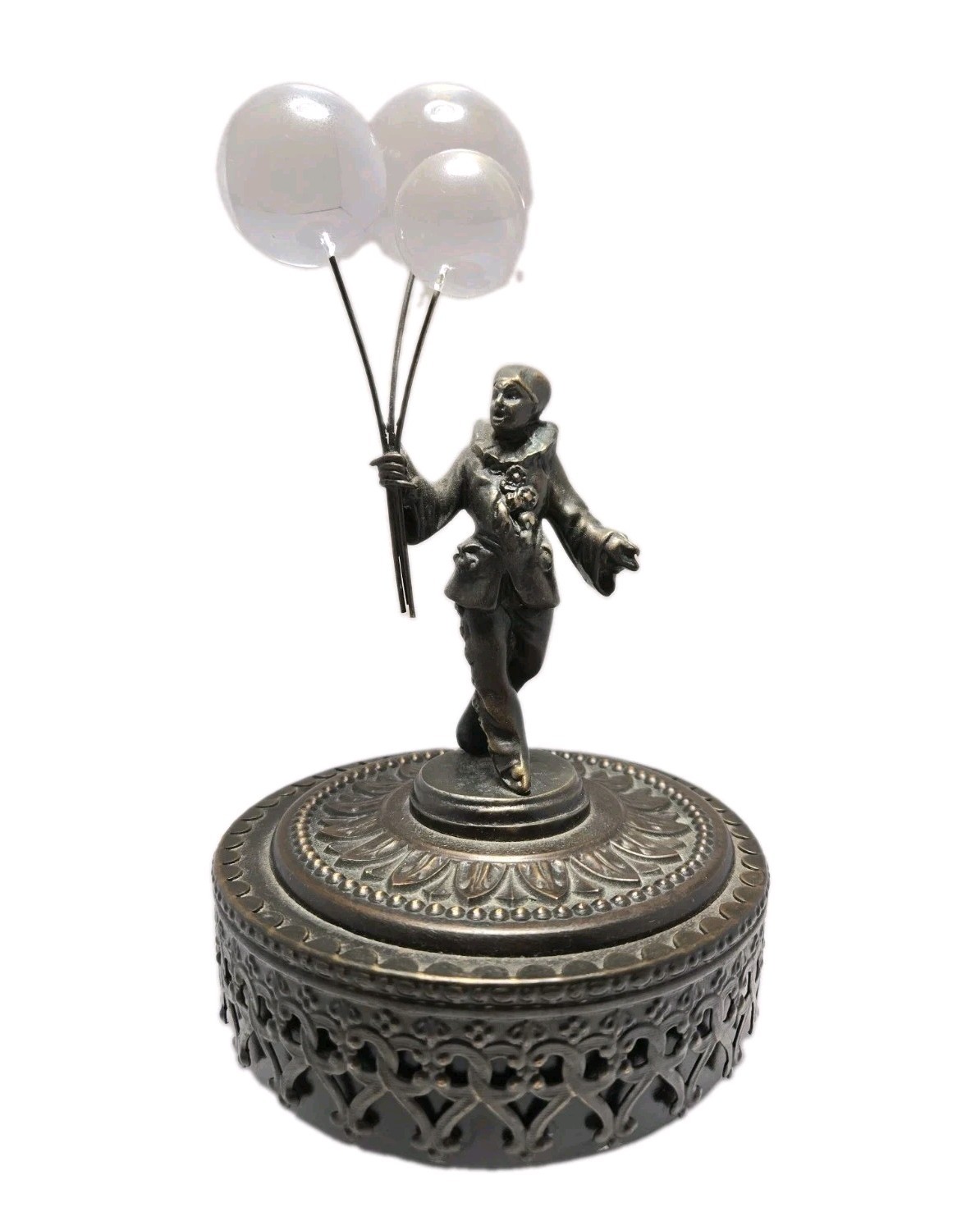 Vtg J.B. Hirsch Francaise Collection Bronze Pierrot Harlequin Musical Box Rare Vtg J.B. Hirsch Francaise Collection Bronze Pierrot Harlequin Musical Box Rare