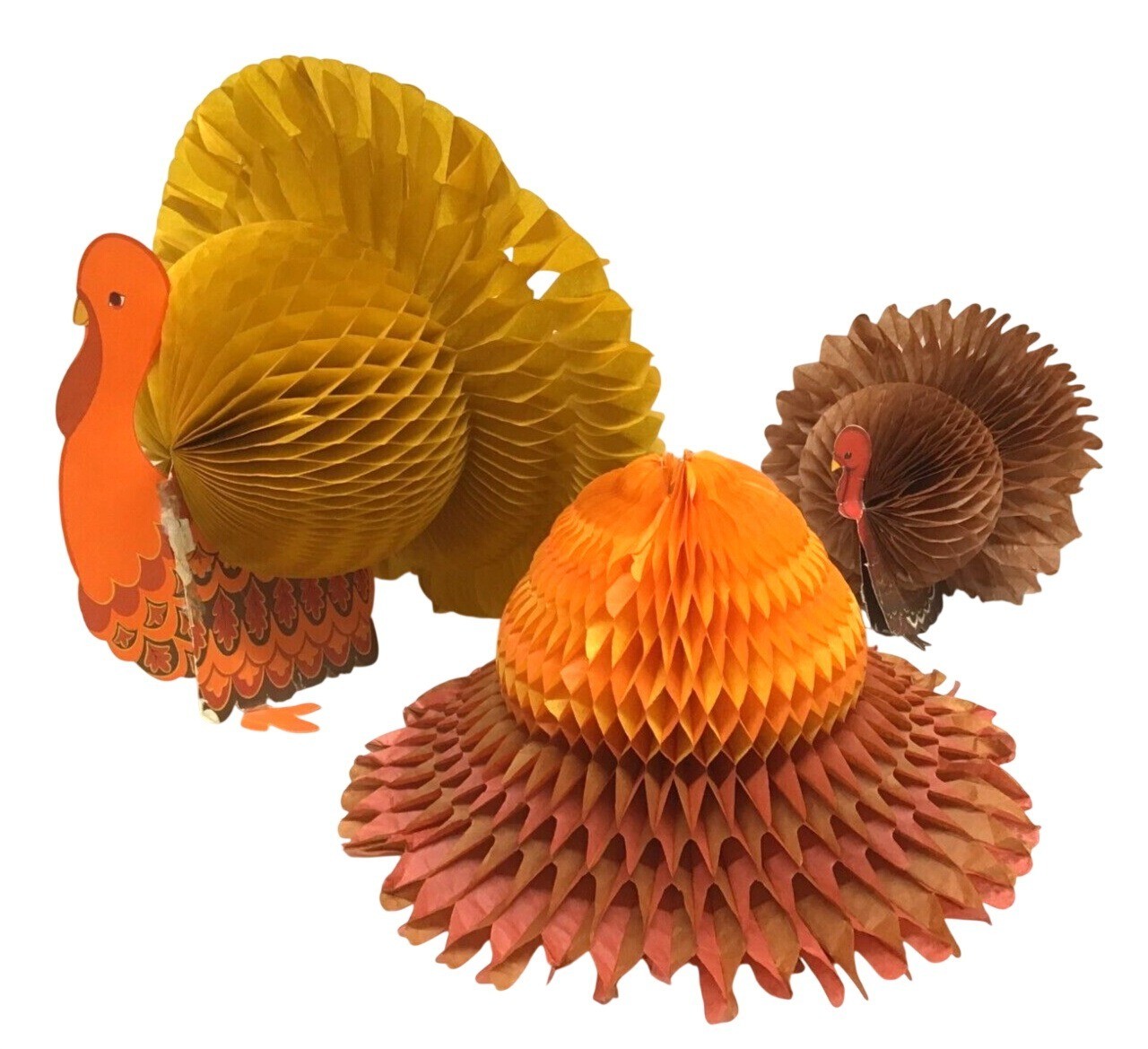 Fall Thanksgiving Vintage 70s Honeycomb Paper and Single Side Die Cut Decor Lot Fall Thanksgiving Vintage 70s Honeycomb Paper and Single Side Die Cut Decor Lot