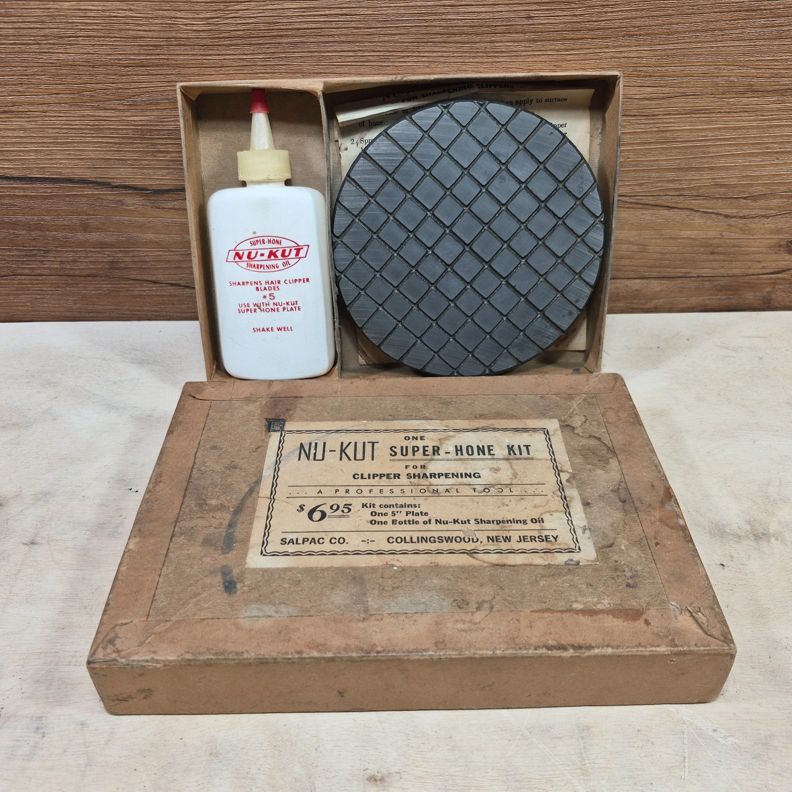 Vintage Nu-Kut Super Hone Salpac Co. Collingswood NJ Sharpener Complete W/ Box
