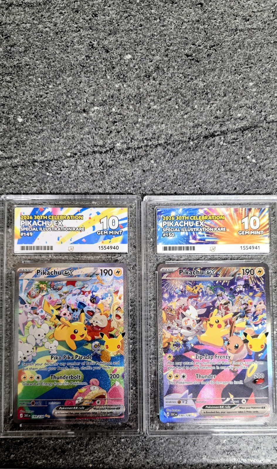 Pikachu ex 149 & 150/128 Day & Night SIR  Sequential Grade 10's Perfect Sub 30th