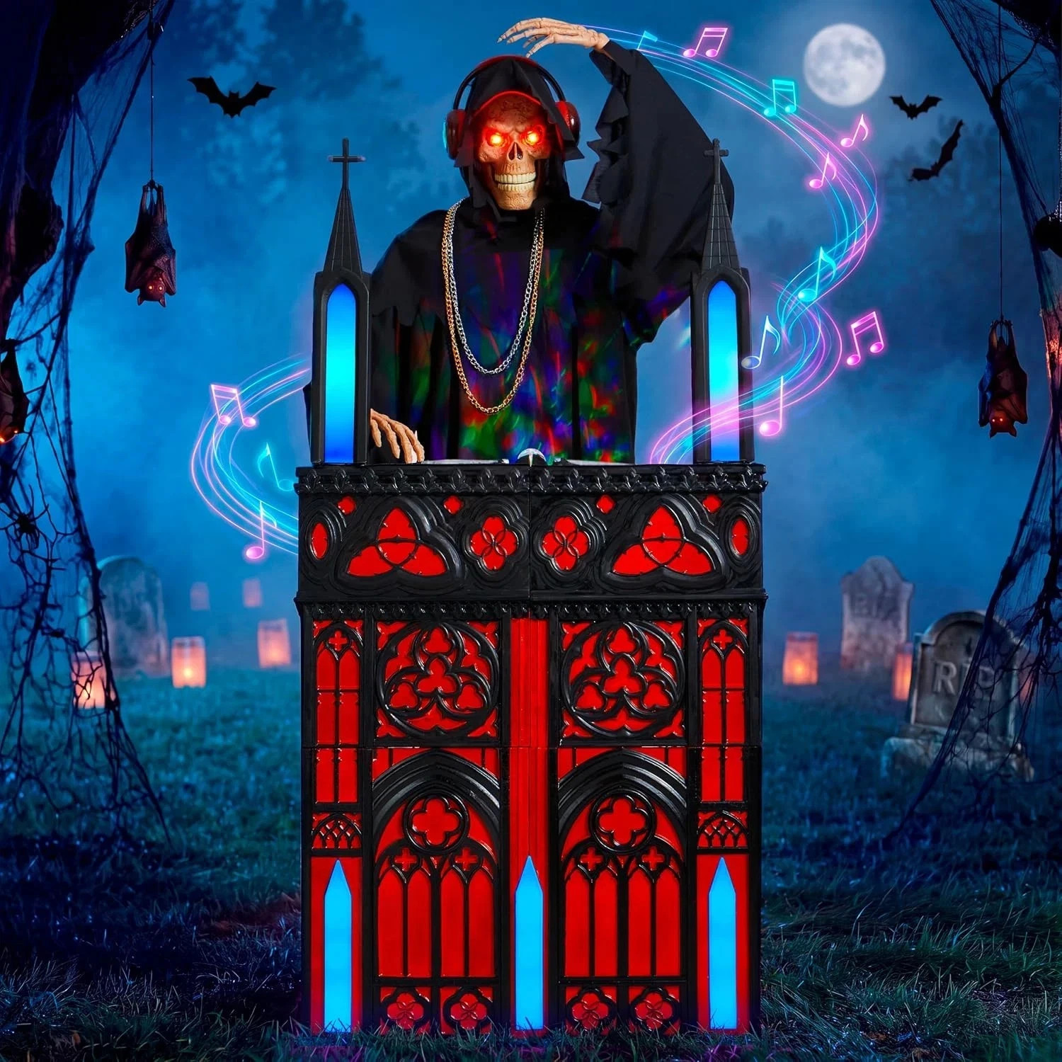 6FT ANIMATRONIC LIFE-SIZE GOTHIC SKELETON DJ REAPER HALLOWEEN DECORATION 2026 6FT ANIMATRONIC LIFE-SIZE GOTHIC SKELETON DJ REAPER HALLOWEEN DECORATION 2026