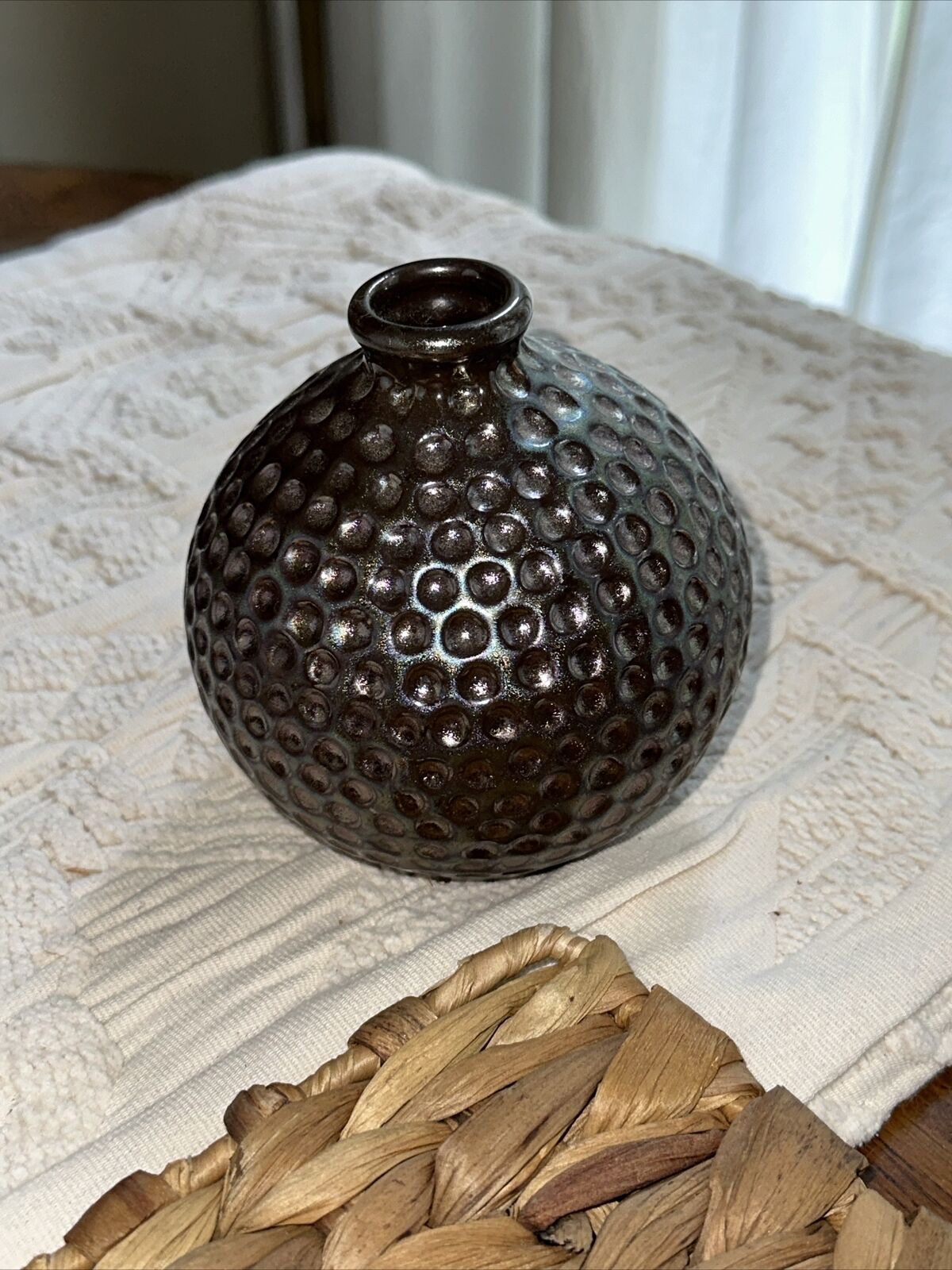 Pier 1 Imports Dimpled Cannon Ball Ceramic Decor Vase 4\