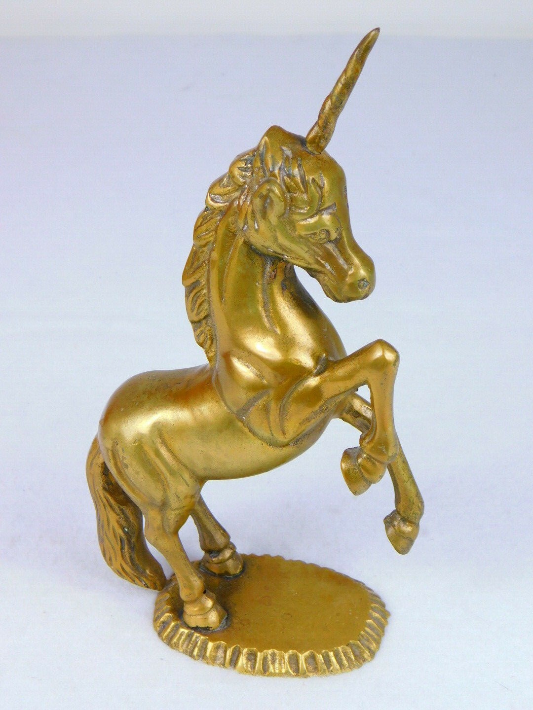 Vintage Solid Brass Cast Unicorn Figurine Statue 10.5\ Vintage Solid Brass Cast Unicorn Figurine Statue 10.5\