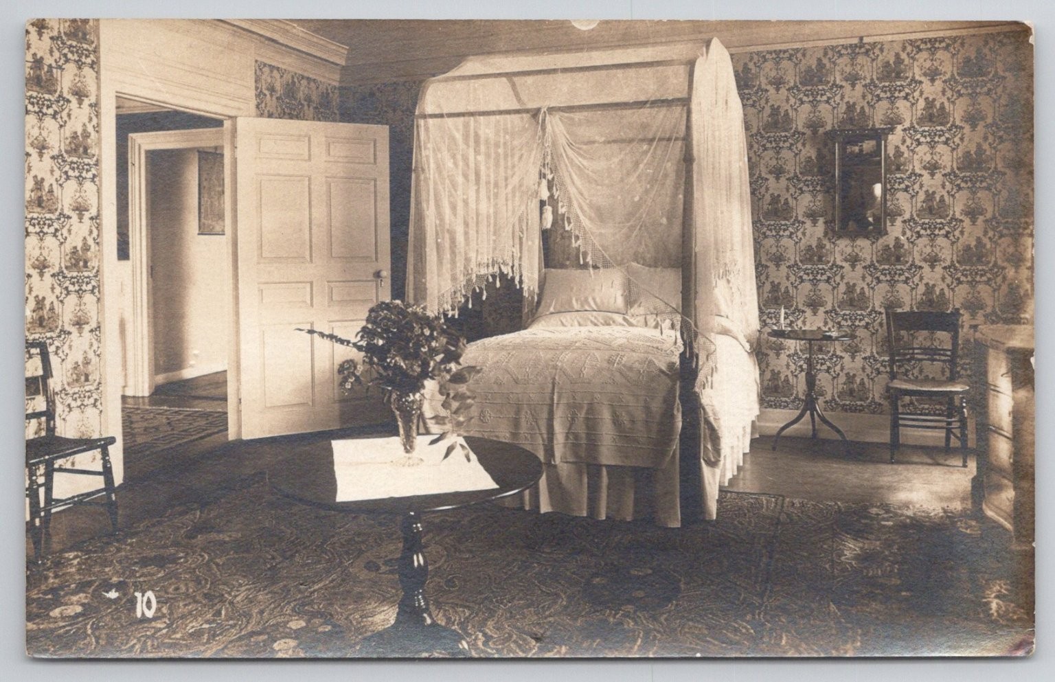 RPPC Interior Room Canopy Bed Vintage Postcard 1926 Sent RPPC Interior Room Canopy Bed Vintage Postcard 1926 Sent