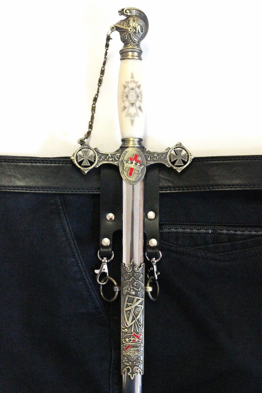 KNIGHT TEMPLAR MASONIC BELT SWORD SCABBARD HOLDER (BELT SCABBARD ONLY)