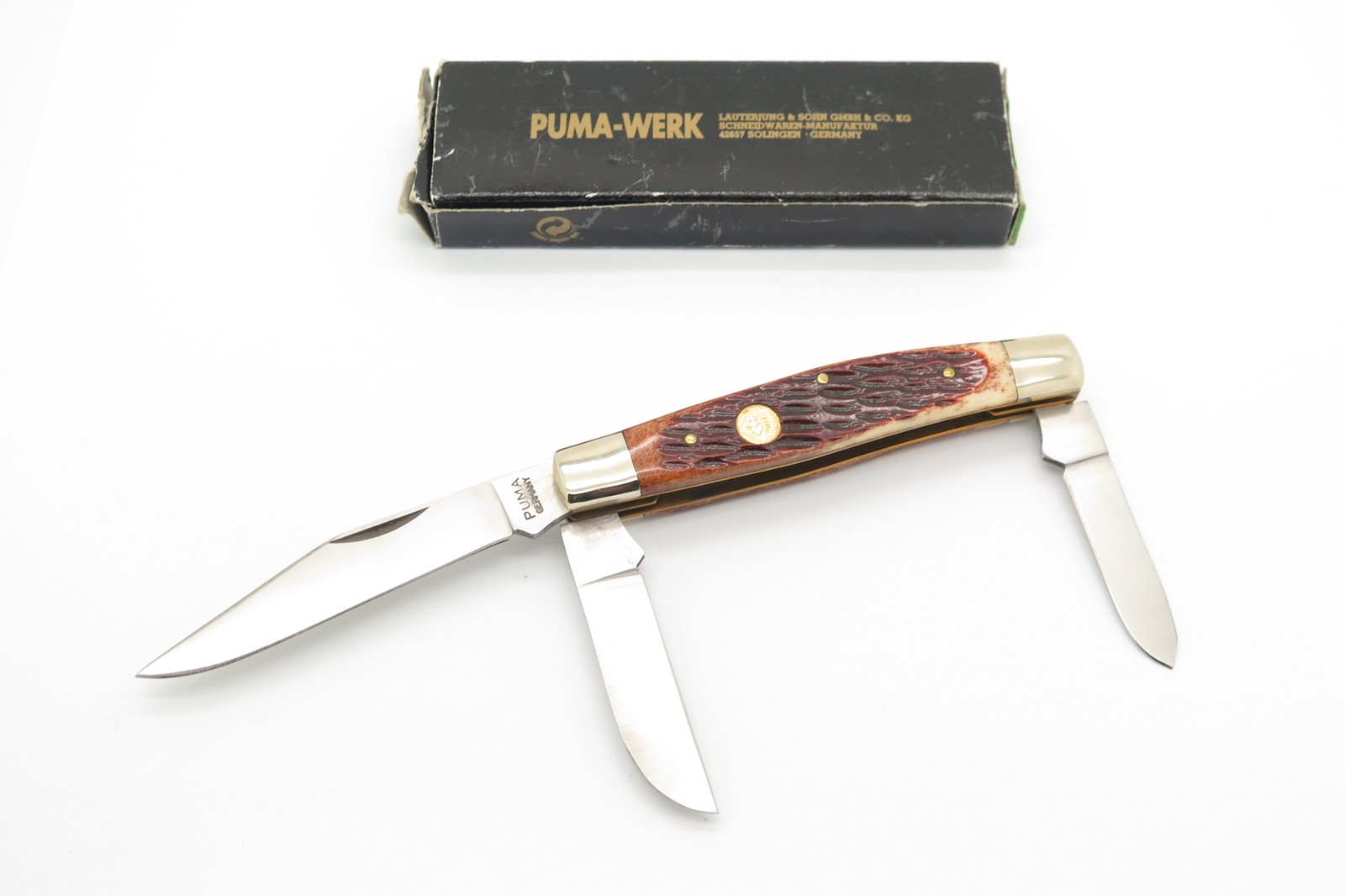 Vintage Puma P480675 Germany Stockman Jigged Bone Handle Folding Pocket Knife Vintage Puma P480675 Germany Stockman Jigged Bone Handle Folding Pocket Knife