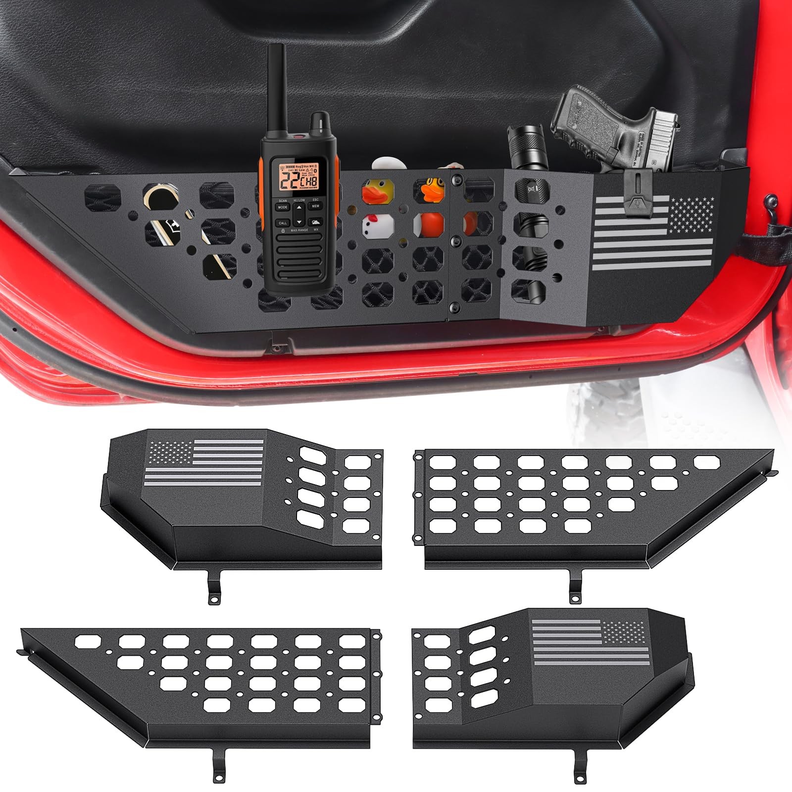 DIAMOOKY Metal Front Door Pocket Storage for Jeep Wrangler, Flag DIAMOOKY Metal Front Door Pocket Storage for Jeep Wrangler, Flag