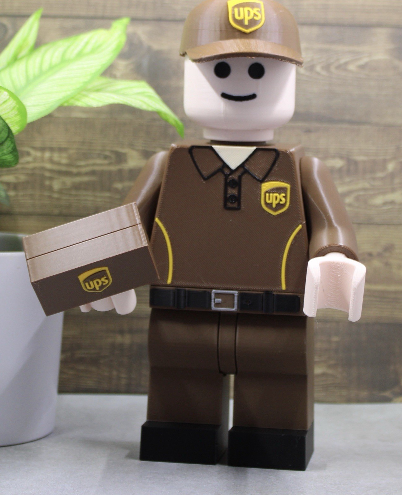 UPS Driver Brick Figure 8 inches tall 3D Printed Lego Inspired