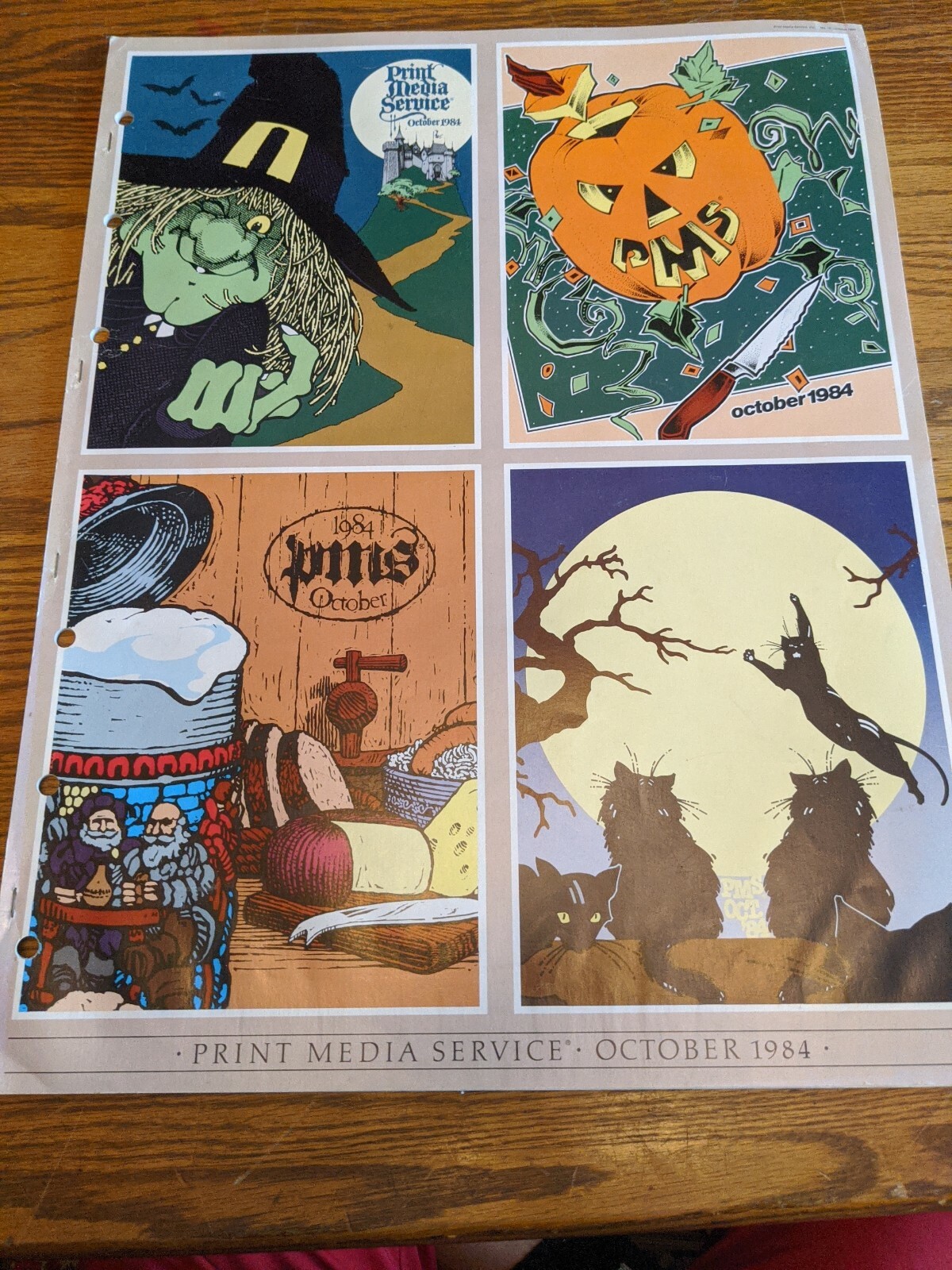 PRINT MEDIA SERVICE OCTOBER 1984 HALLOWEEN RARE ART VTG BINDER BOOK