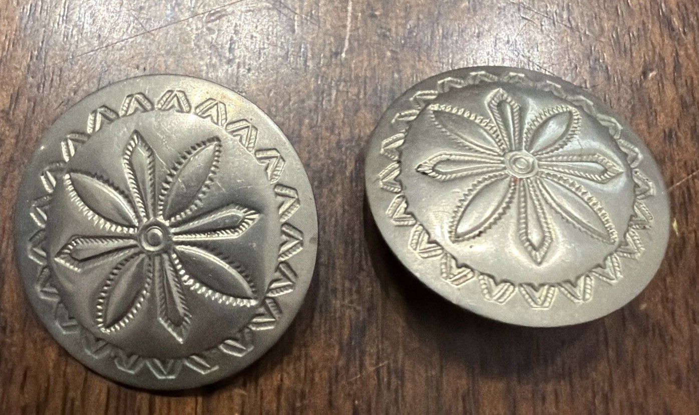 Vintage Southwestern Navajo Nickel Silver Concho Buttons Set of Two Vintage Southwestern Navajo Nickel Silver Concho Buttons Set of Two