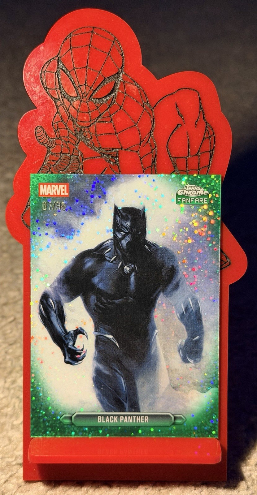 2026 Topps Chrome Marvel #FF-05 Fanfare Black Panther Green /99 2026 Topps Chrome Marvel #FF-05 Fanfare Black Panther Green /99