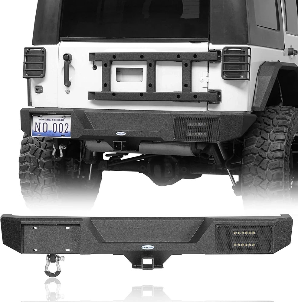 for Jeep JK Guardian Rear Bumper W/Led Lights & 2\