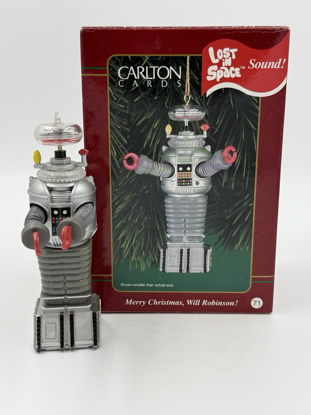 Vtg Lost In Space Robot Christmas Ornament 90\'s Carlton Orig. Box EUC Nice Old 