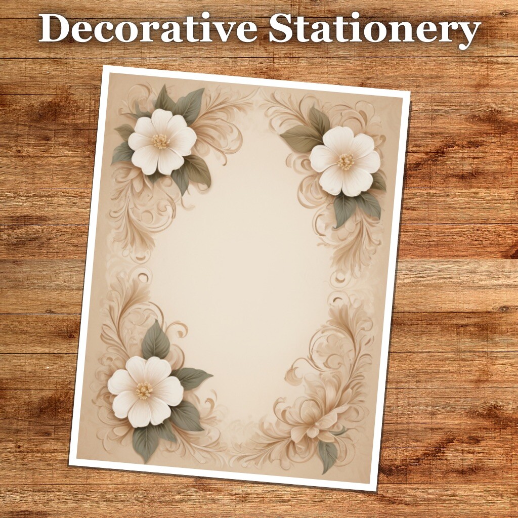NEW - Decorative Stationery Designs (25 Sheets)  8.5 x 11 Premium Paper #9024