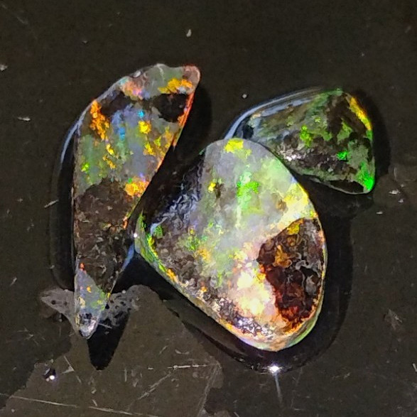 Andamooka Hard Matrix Australian Opal 3 Pieces Andamooka Hard Matrix Australian Opal 3 Pieces