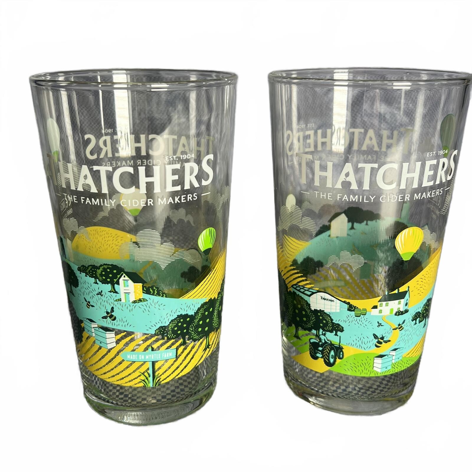 Thatchers Cider Myrtle Farm 2025 Limited Edition Pint Glasses x2