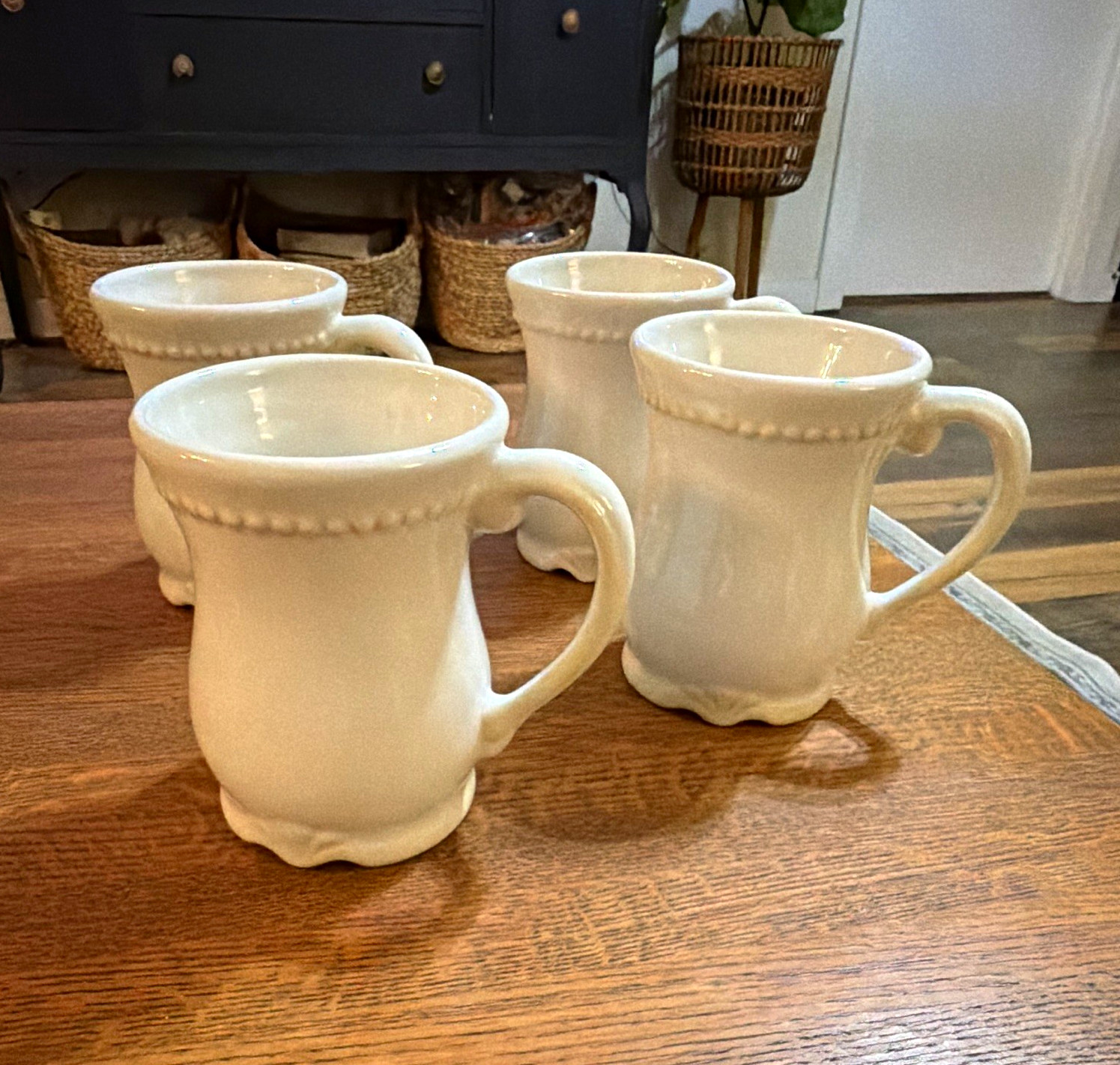 Princess House Pavilion Set of 4 White Ceramic 8 fl oz Coffee Mugs NEW W/Out Box